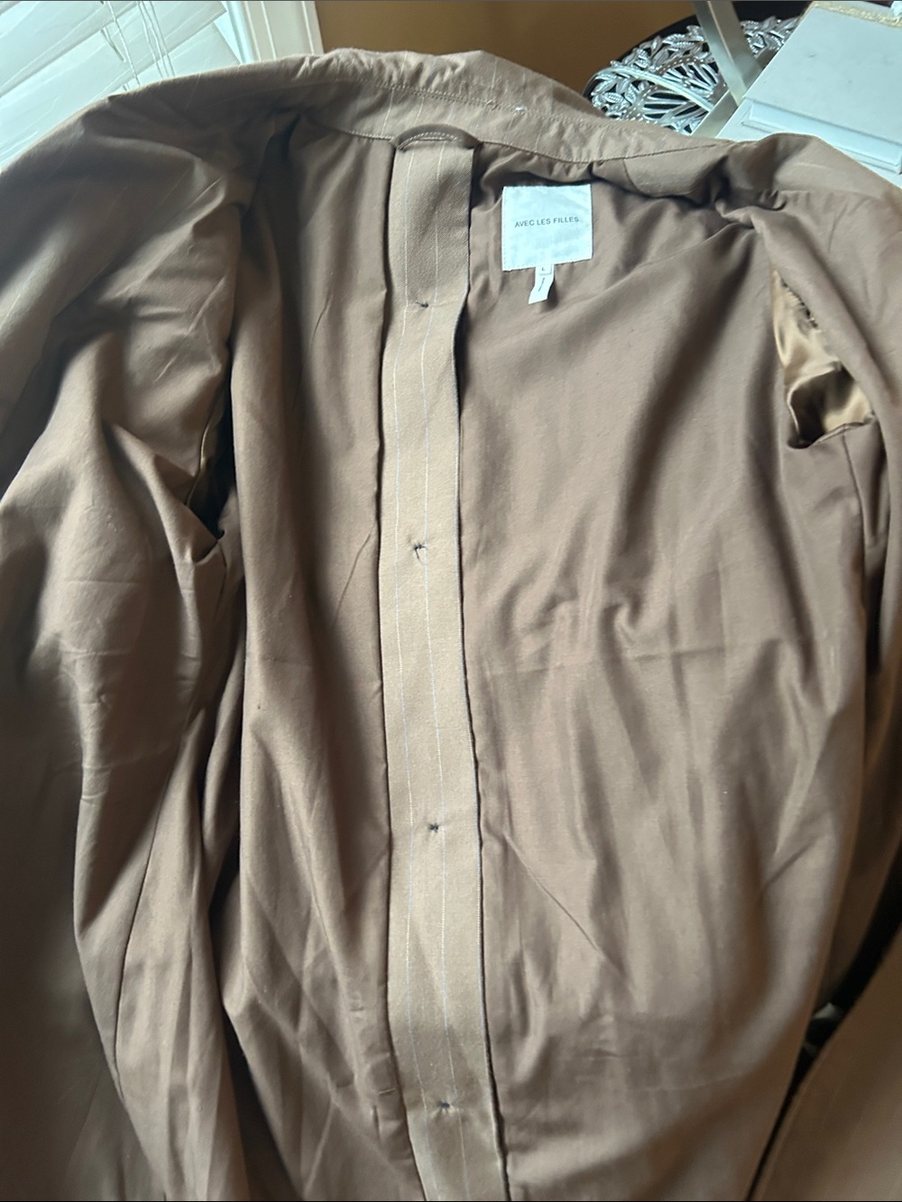 Avec Les Filles Brown Double-Breasted Belted Trench Coat - Picture 10 of 11